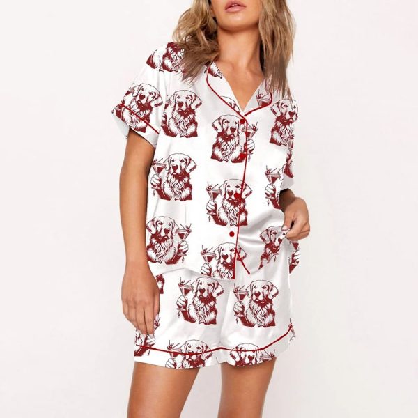 Golden Retriever Espresso Martini Satin Pajama Set 2