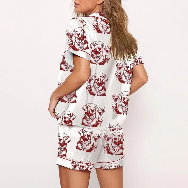 Golden Retriever Espresso Martini Satin Pajama Set 3