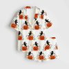 Halloween Raven Black Crow On Pumpkin Satin Pajama Set