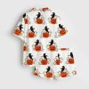 Halloween Raven Black Crow On Pumpkin Satin Pajama Set 2