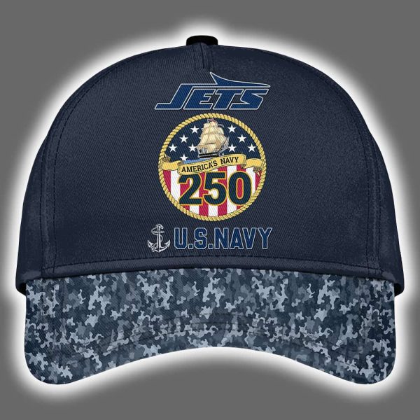 Jets US Navy 250th Birthday Celebration Night Game 2025 Hoodie Joggers Cap 3