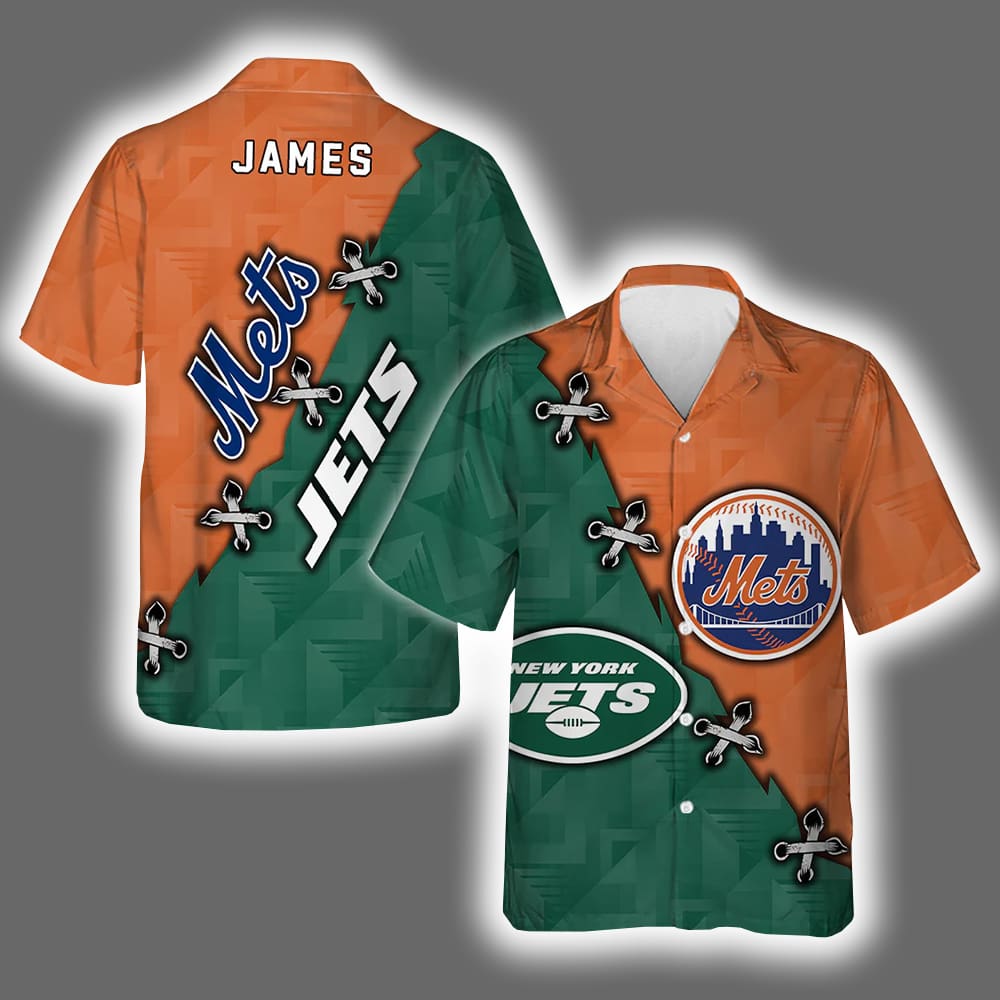 Mets x Jets Customized Hawaiian Shirt Mets x Jets Customized Hawaiian Shirt