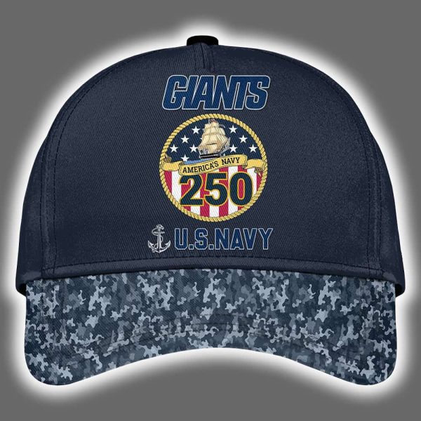 NY Giants US Navy 250th Birthday Celebration Night Game 2025 Hoodie Joggers Cap 3