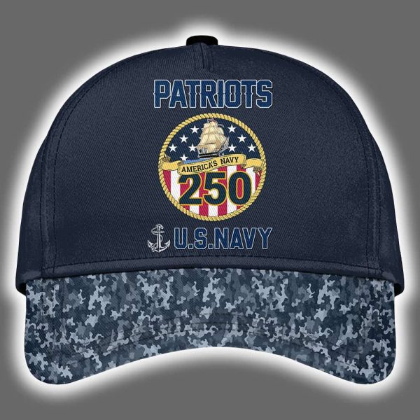 Patriots US Navy 250th Birthday Celebration Night Game 2025 Hoodie Joggers Cap 3