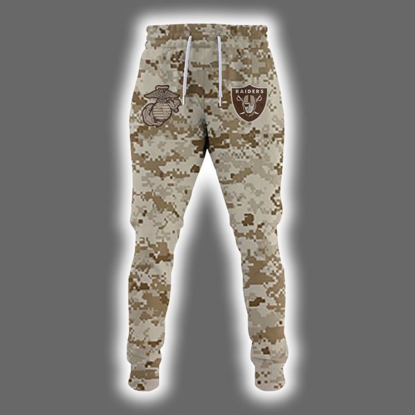 Raiders 2025 United State Mine Corps 250th Anniversary Hoodie Joggers Cap 2