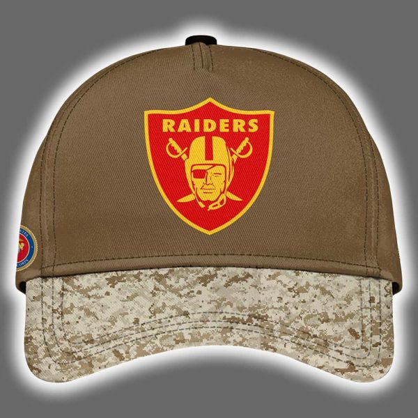 Raiders USMC 250th Birthday Celebration Night Game 2025 Hoodie Joggers Cap 3