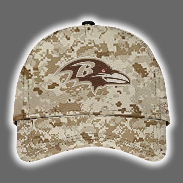 Ravens 2025 United State Mine Corps 250th Anniversary Hoodie Joggers Cap 3