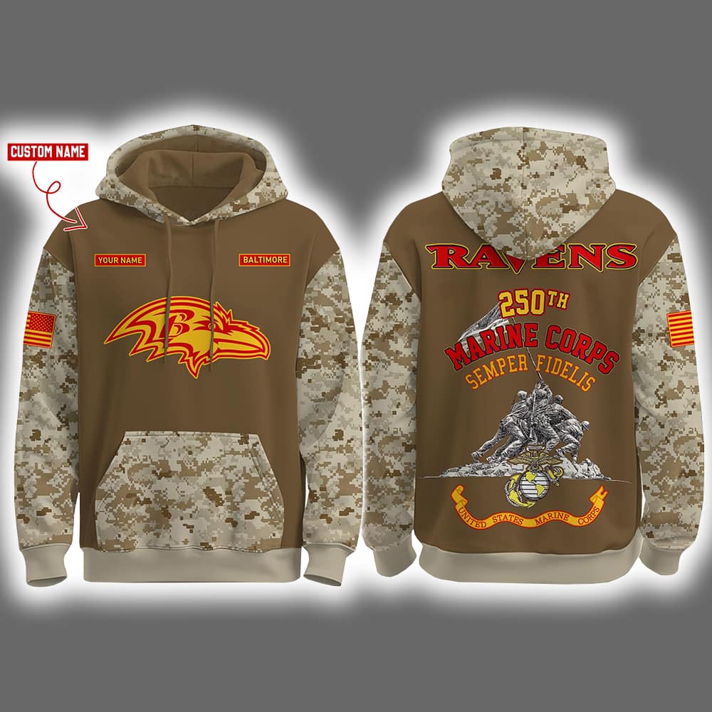 Ravens USMC 250th Birthday Celebration Night Game 2025 Hoodie Joggers Cap Ravens USMC 250th Birthday Celebration Night Game 2025 Hoodie Joggers Cap