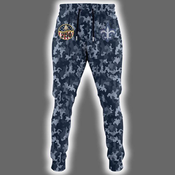 Saints US Navy 250th Birthday Celebration Night Game 2025 Hoodie Joggers Cap 2