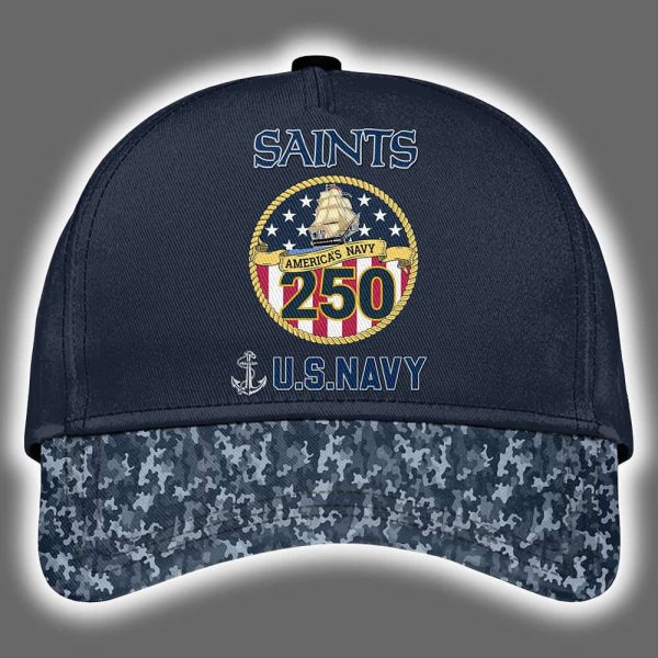 Saints US Navy 250th Birthday Celebration Night Game 2025 Hoodie Joggers Cap 3