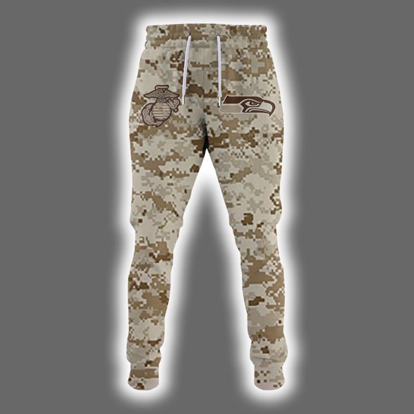 Seahawks 2025 United State Mine Corps 250th Anniversary Hoodie Joggers Cap 2
