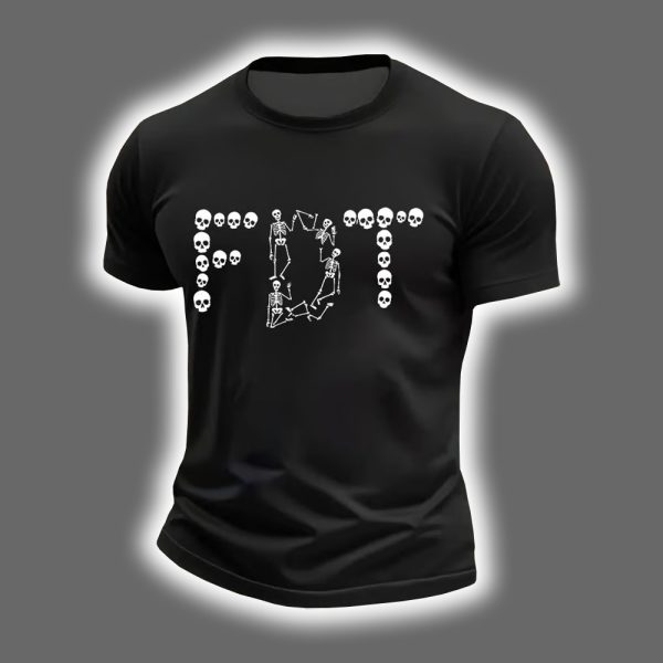 Skeleton FDT Halloween Printed Round Neck Shirt