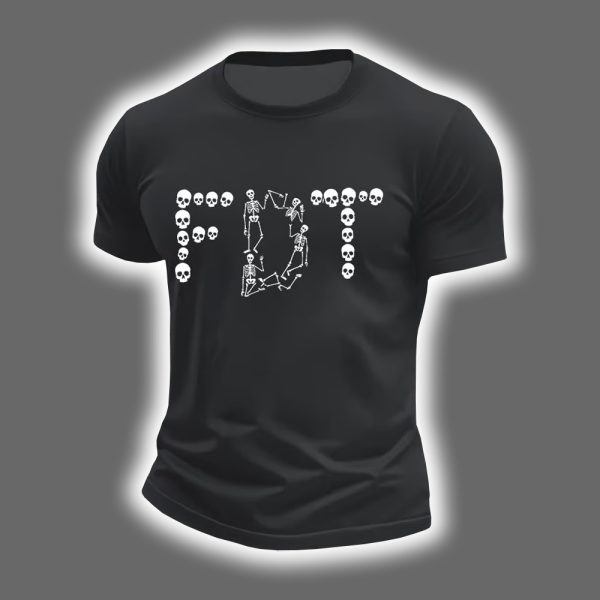Skeleton FDT Halloween Printed Round Neck Shirt3