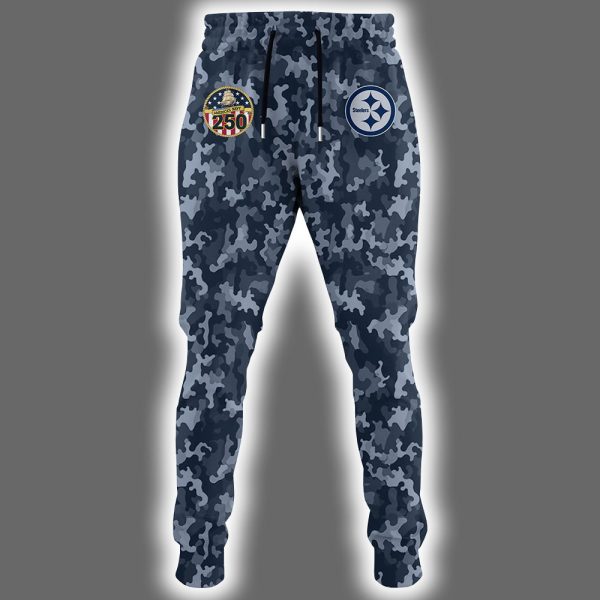 Steelers US Navy 250th Birthday Celebration Night Game 2025 Hoodie Joggers Cap 2