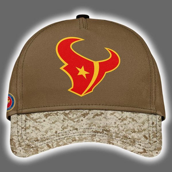 Texans USMC 250th Birthday Celebration Night Game 2025 Hoodie Joggers Cap 3