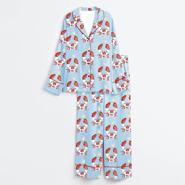 The Flag Sweater Lobster Coastal Holiday Satin Pajama Set 3