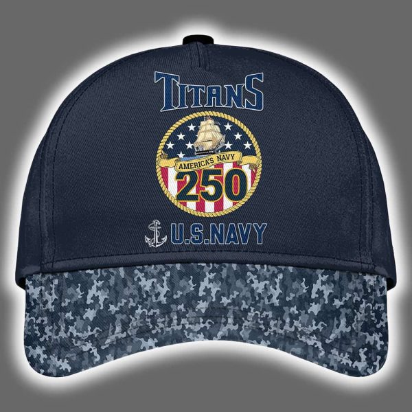 Titans US Navy 250th Birthday Celebration Night Game 2025 Hoodie Joggers Cap 3