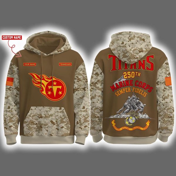 Titans USMC 250th Birthday Celebration Night Game 2025 Hoodie Joggers Cap