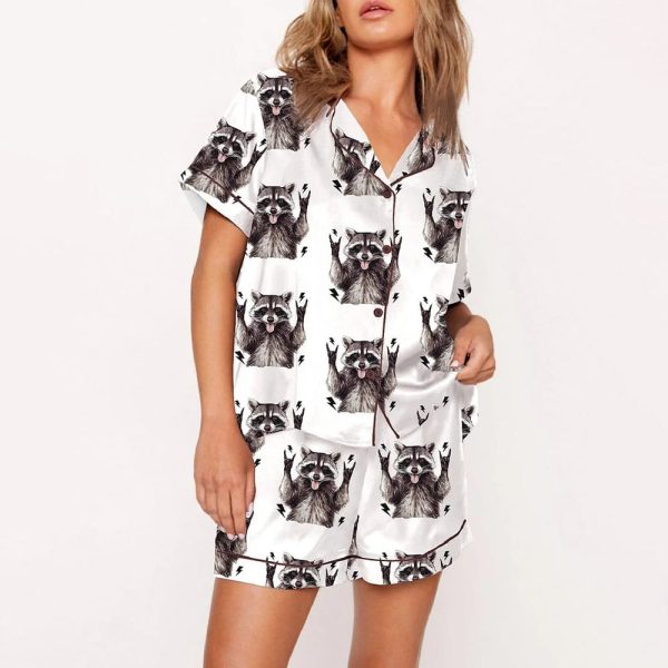 Unhinged and Feral Raccoon Satin Pajama Set 2
