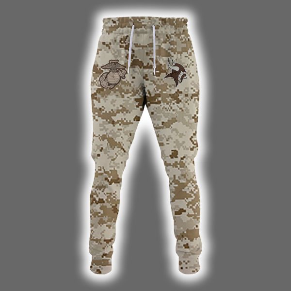 Vikings 2025 United State Mine Corps 250th Anniversary Hoodie Joggers Cap 2