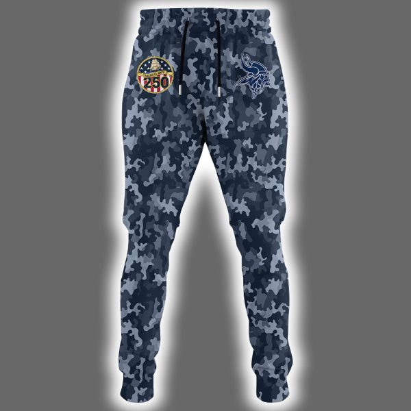 Vikings US Navy 250th Birthday Celebration Night Game 2025 Hoodie Joggers Cap 2