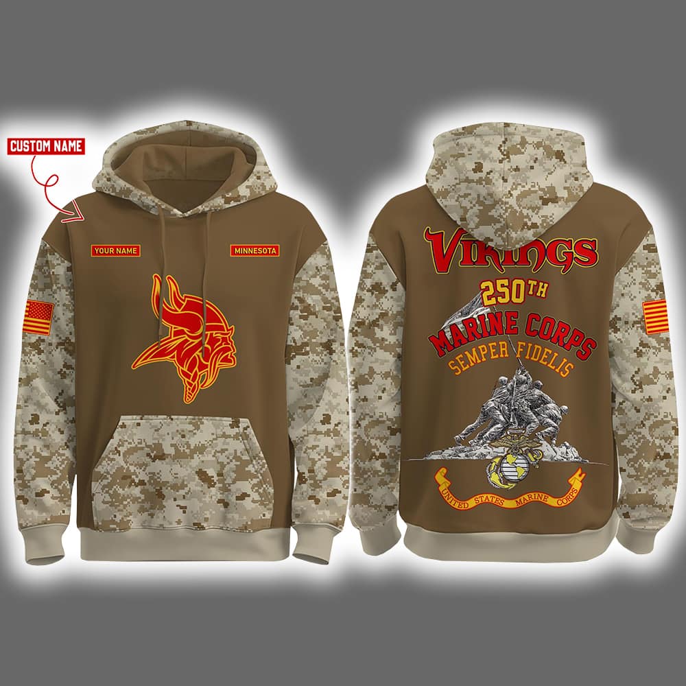Vikings USMC 250th Birthday Celebration Night Game 2025 Hoodie Joggers Cap Vikings USMC 250th Birthday Celebration Night Game 2025 Hoodie Joggers Cap