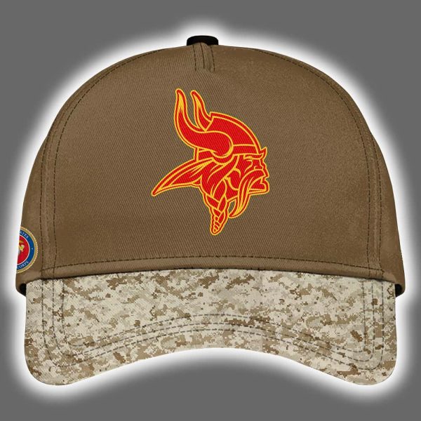 Vikings USMC 250th Birthday Celebration Night Game 2025 Hoodie Joggers Cap 3