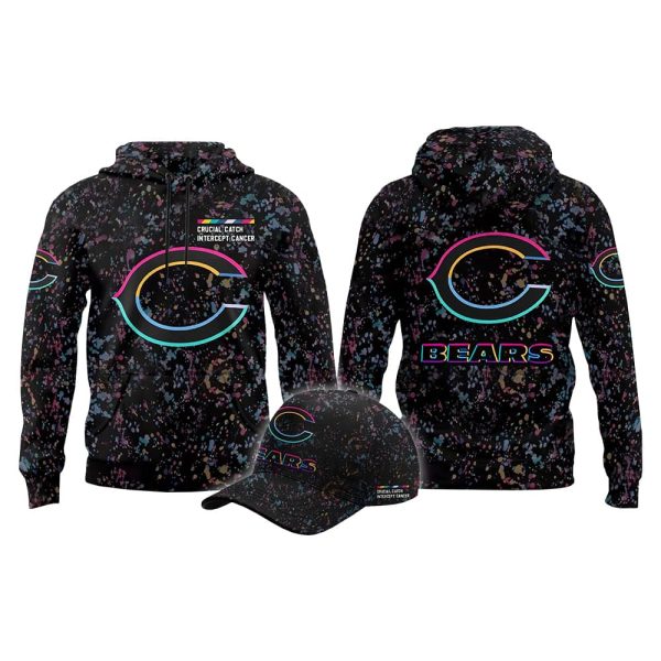 2025 Bears Crucial Catch Intercept Cancer Hoodie Cap 2