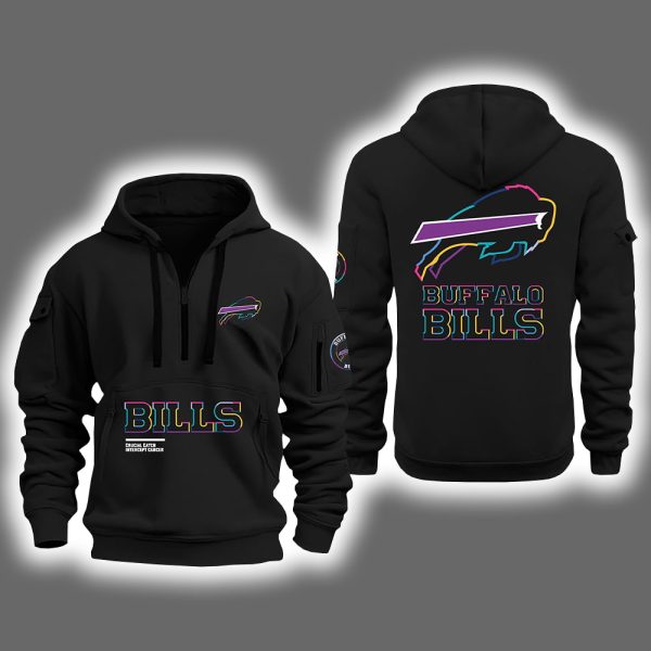 2025 Bills Crucial Catch Intercept Cancer Quarter Zip Hoodie 1