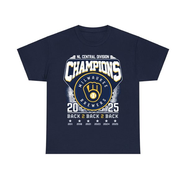 2025 Brewers Back 2 Back 2 Back Division Champions Two Sided Shirt 2