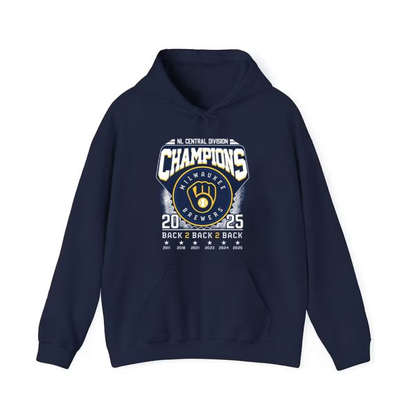 2025 Brewers Back 2 Back 2 Back Division Champions Two Sided Shirt 3