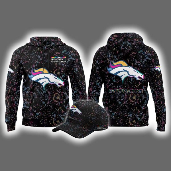 2025 Broncos Crucial Catch Intercept Cancer Hoodie Cap