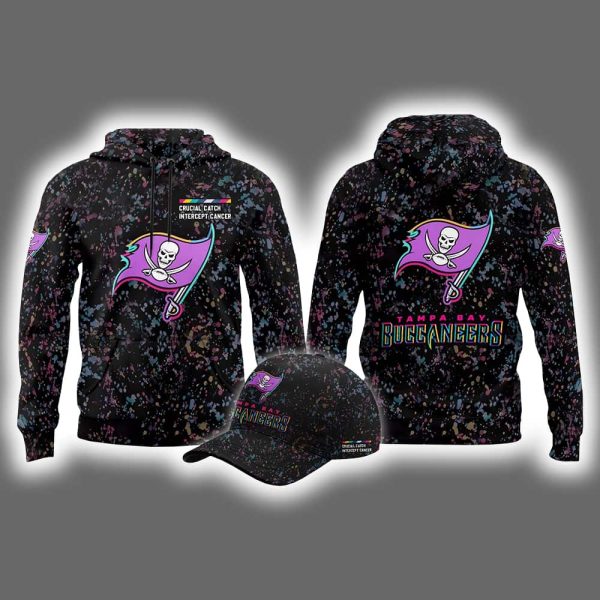 2025 Buccaneers Crucial Catch Intercept Cancer Hoodie Cap