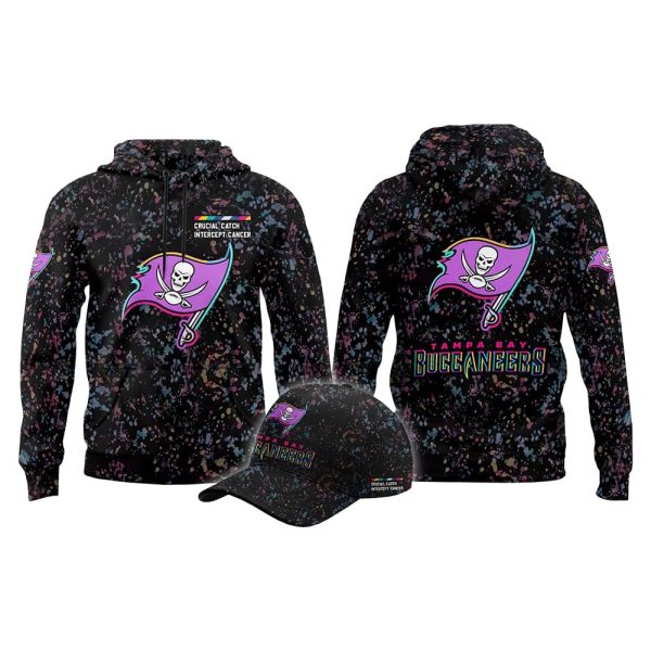 2025 Buccaneers Crucial Catch Intercept Cancer Hoodie Cap 2