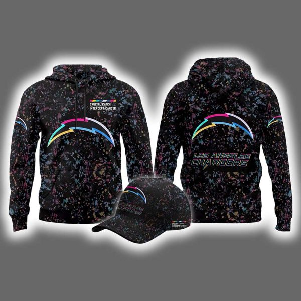 2025 Chargers Crucial Catch Intercept Cancer Hoodie Cap