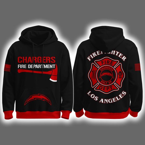 2025 Chargers Firefighter Appreciation Night Game Hoodie Joggers Cap