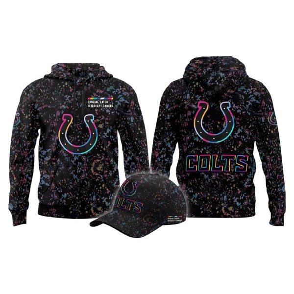 2025 Colts Crucial Catch Intercept Cancer Hoodie Cap 2