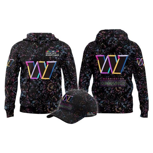 2025 Commanders Crucial Catch Intercept Cancer Hoodie Cap 2