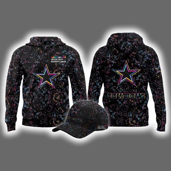 2025 Cowboys Crucial Catch Intercept Cancer Hoodie Cap