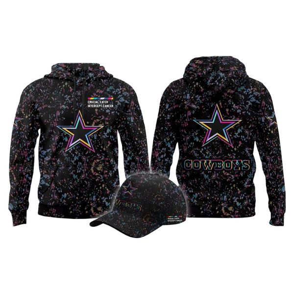 2025 Cowboys Crucial Catch Intercept Cancer Hoodie Cap 2