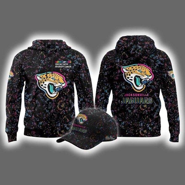 2025 Jaguars Crucial Catch Intercept Cancer Hoodie Cap
