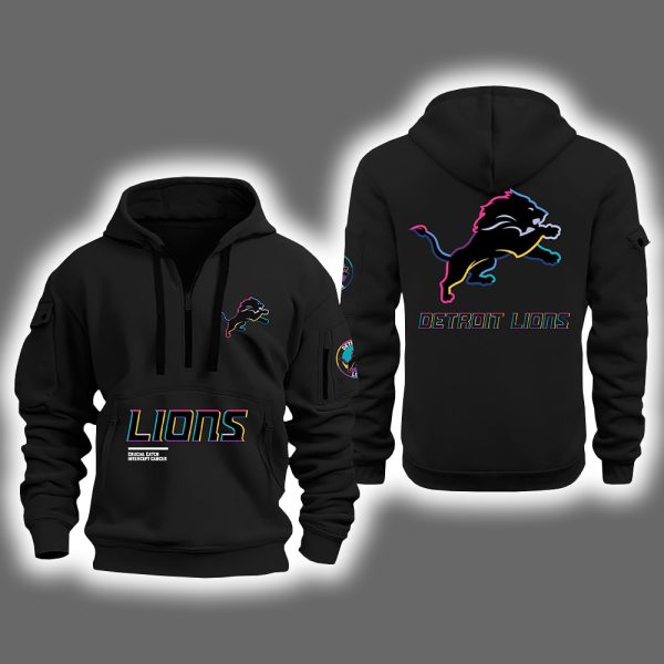 2025 Lions Crucial Catch Intercept Cancer Quarter Zip Hoodie