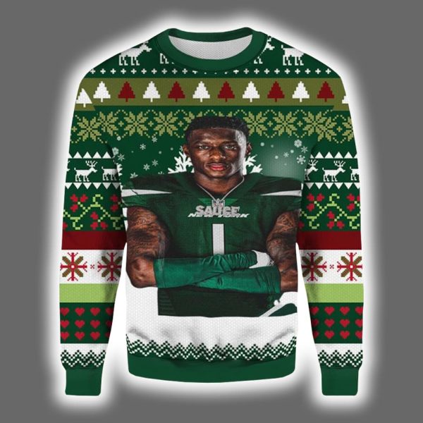 2025 NY Jets Sauce Gardner Ugly Christmas Sweater