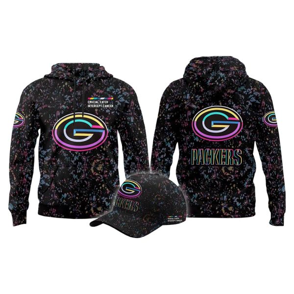 2025 Packers Crucial Catch Intercept Cancer Hoodie Cap 2