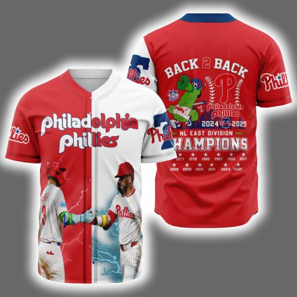 2025 Phillies Back 2 Back NL East Division Champions Jersey