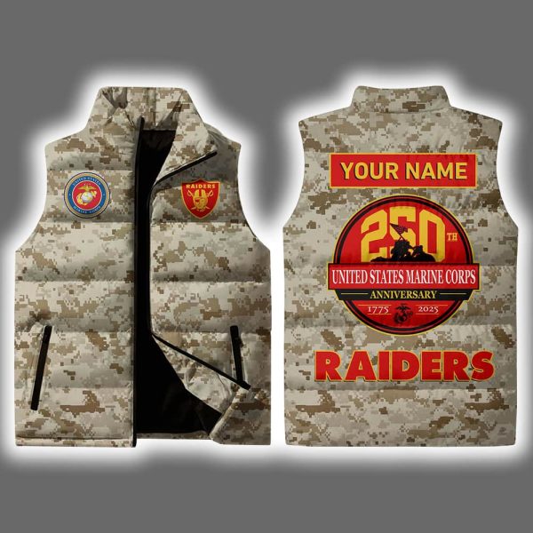 2025 Raiders USMC 250th Birthday Celebration Night Game Puffer Vest