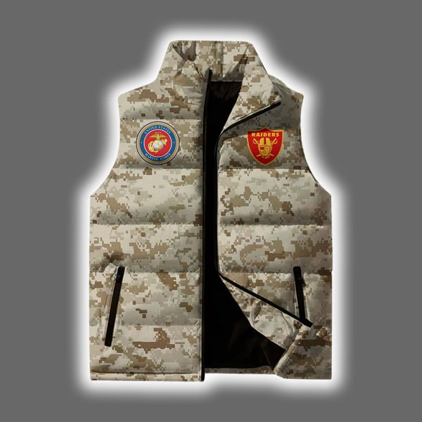 2025 Raiders USMC 250th Birthday Celebration Night Game Puffer Vest 2
