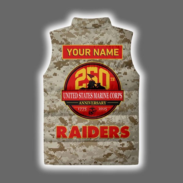 2025 Raiders USMC 250th Birthday Celebration Night Game Puffer Vest 3