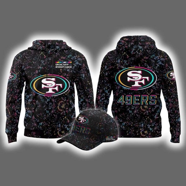 2025 SF 49ers Crucial Catch Intercept Cancer Hoodie Cap