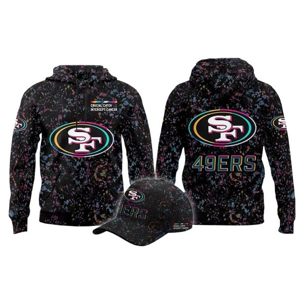 2025 SF 49ers Crucial Catch Intercept Cancer Hoodie Cap 2